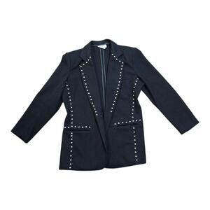 80s Vintage Wool Gold Studded Glam Rock Blazer Coat Size 8